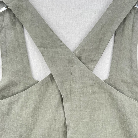 MARY LAWLESS LEE X SPLENDID Linen Top Sage Medium Apron Button Front Cross back - Picture 6 of 16